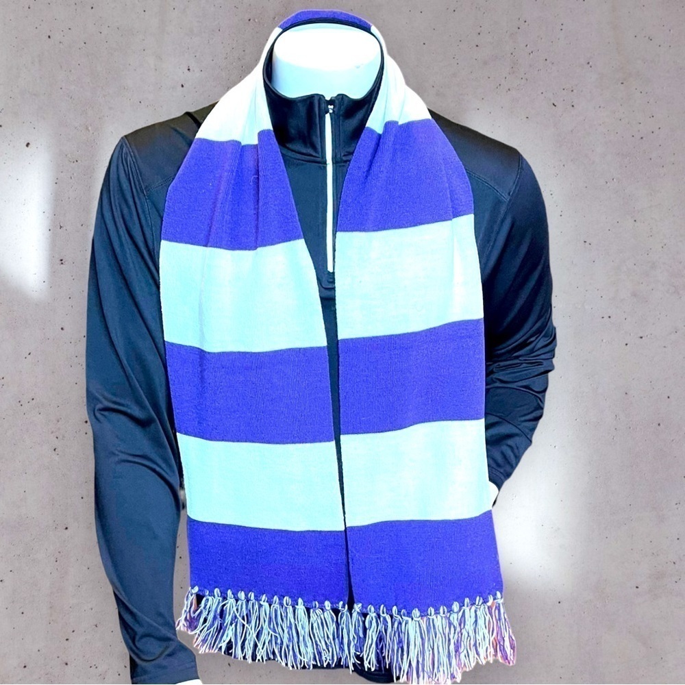 NWOT Unisex Sport-Tek Purple and White Spectator Scarf - 61”x8”